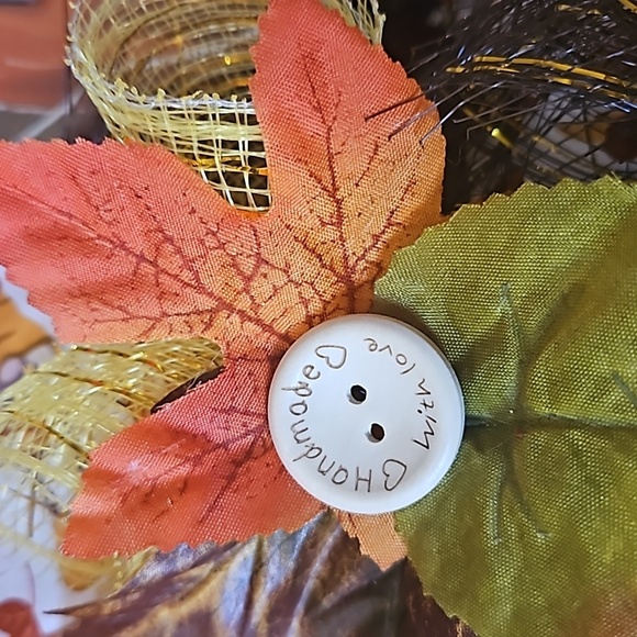 Hand Crafted handmade holiday wreath Harvest Blessings Gnome fabric plaid ribbon - Picture 17 of 17